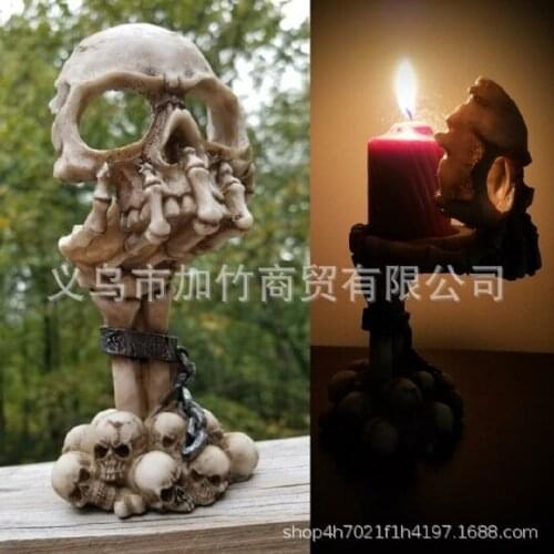 Halloween Skull Skeleton Candle Holder Lamp Vintage Villages Miniature Ghost Street Lamp Home Party Decoration