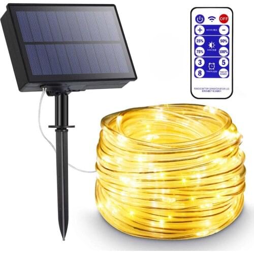10M/20M/30M Solar Powered Rope String Lights Outdoor Waterproof Copper Wire Tube Fairy Light for Party Weddings Christmas Garden