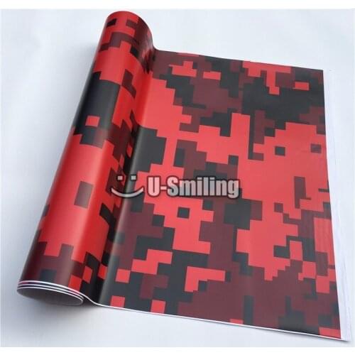 Red Digital Camouflage Camo Vinyl Film Car Vinyl Wrap Film Roll Car Sticker Foil Sticker Sheet Bubble Free Bike Console Computer