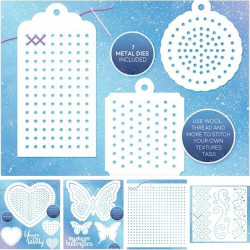 Stitch Square Heart Butterfly Dots Background Metal Cutting Dies DIY Scrapbooking Card Photo Making Craft Stencil 2020