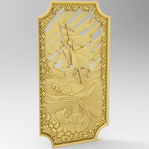 Ship Boat 3d STL Model for CNC Router 3D Printer Artcam Aspire Bas Relief_Decor relief