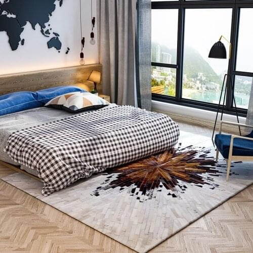 Genuine Cowhide Leather Patchwork Rug For Living Room Bedroom Extra Large Is 250*350cm Handmade For 100% Natural Cowhide Carpet