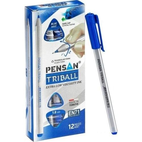 Original PENSAN BALLPOINT TRIBALL 1MM BLUE 01003 12 Lİ