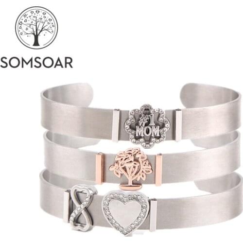 "PRESELL PRODUCT" 2019 Newest C Shape Stainless steel Half Open Cuff Bracelet fit 10mm DIY Slide Keepering Charms wholesale