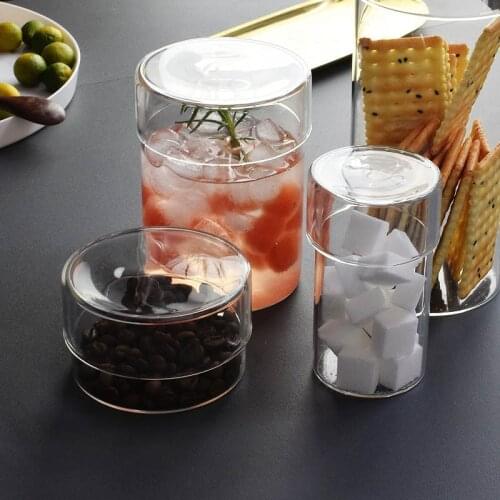 Glass Canisters Set of 4 for Kitchen Storage Glass Container with Cover Mason Candy Jar for Spices Glass Storage Jars
