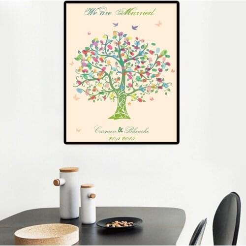 Wedding Fingerprint Tree canvas painting Guest Book Wedding Gifts Canvas Fingerprint Painting DIY Communion Birthday wall poster