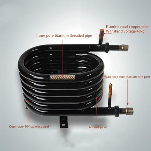Titanium tube heat exchanger, coaxial air energy heat exchanger, seawater heat pump condenser, air conditioning evaporator