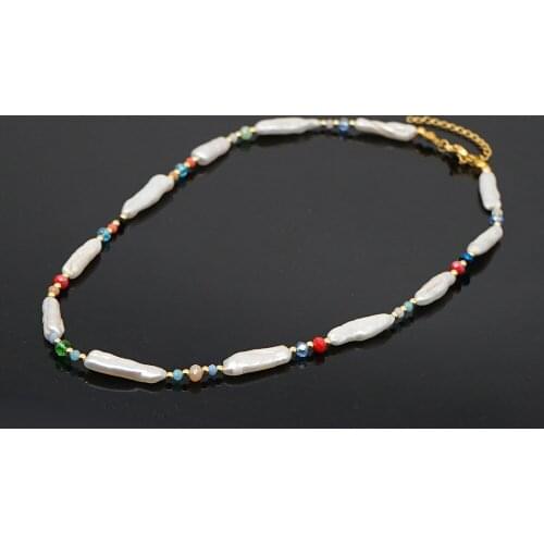 Natural Freshwater Baroque Pearl Female Necklace Adjustable Color Preserving Chain Necklace for Women Beach Accessories