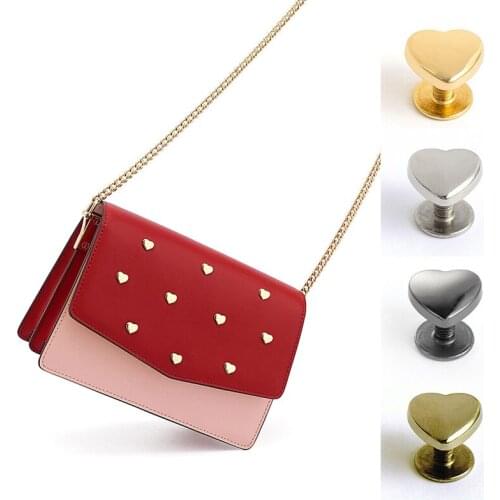 10Pc Heart Shaped Rivet Leather Screw for Leather Studs Nail Garment Leather Craft Belt Wallet Bag Decoration Hardware 10mm