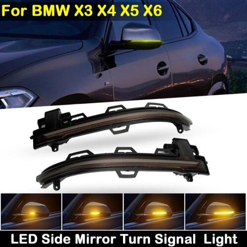 2Pcs For BMW X3 F25 X4 F26 X5 F15 X6 F16 Dynamic Amber LED Side Rearview Mirror Lamp Turn Signal Light