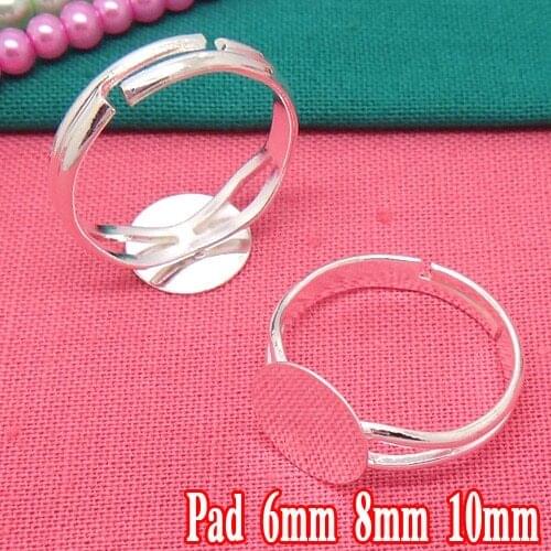 20pcs Wholesale Silver plated "Y"-shaped Band Ring setting Jewelry with 6-8-10mm Pad for Epoxy Sticker
