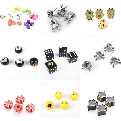 4Pcs/lot Universal Dice Car Tyre Air Valve Cap Bike Bicycle Tires Valve Caps On The Wheels Car Styling