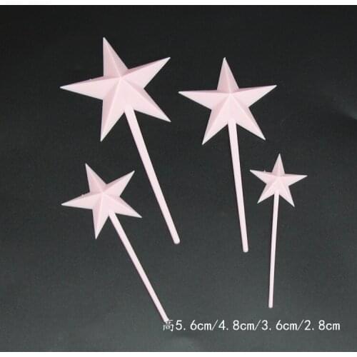 4pcs/bag Mini Heart Star Cupcake Toppers Birthday Cake Topper Decorating Picks Kids Wedding Party Decorations Baby Shower Favors