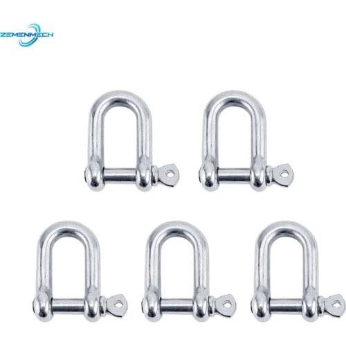 5X Staples Carabiner D Bow Shackle Clasp For Key Ring Keychain Hook Screw Joint Connector Buckle Boat Marine 316 Stainless Steel