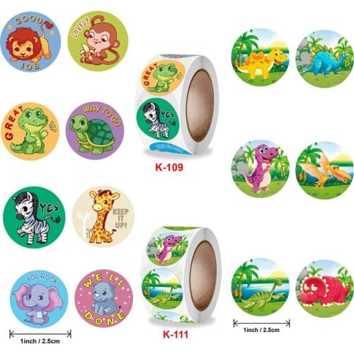 500pcs/roll Cute Cartoon Animal Stickers Children Reward Label Encouragement Scrapbooking Decoration Stationery Sticker