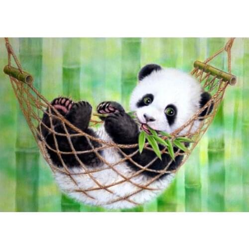 5D Diamond Painting Panda Green Bamboo Round Full Drill Cartoon Children DIY Mosaic Embroidery Cross Stitch Rhinestone Decor
