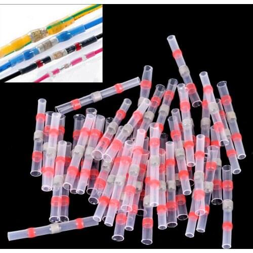 60PCS Waterproof Insulated Electrical Wire Connectors Heat Shrink Solder Sleeve Seal Butt Terminals For Marine Automobile
