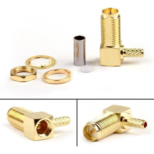 Artudatech RP-SMA Jack Female(Male Pin)Right Angle Crimp For LMR100 RG316 RG174 Connector Parts