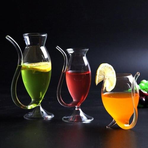 Wine Whiskey Glass Heat Resistant Sucking Juice Milk Drinking Tube Straw Cup Creative Glass Coffee Tea Drinks Dessert Drinkware