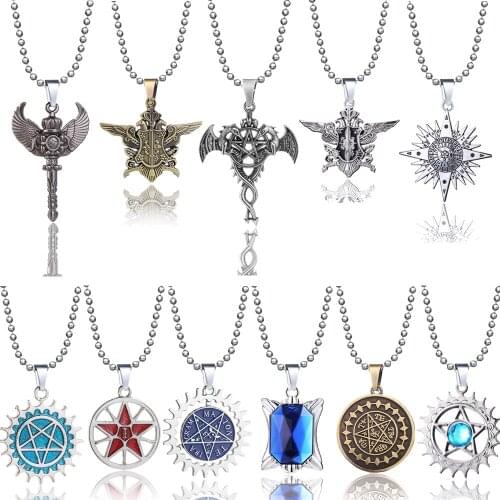 Hot Anime Black Butler Necklace Sebastian Michaelis Bird Logo Metal Pendant Choker Cosplay Bead Chain Men Jewelry Gift Kolye