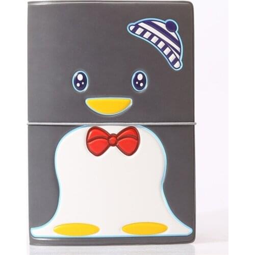 Black Penguin Passport Holder ID Card Holder 3D Design PVC Leather Business Card Bag Passport Cover 14*10CM