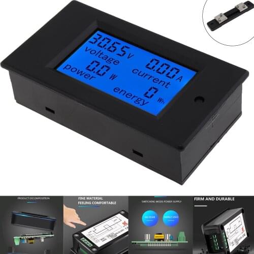 DC Digital Power Meter 6.5-100V 50A 4 IN1 LCD Voltage Current Watt Kwh Energy Meter PZEM-051 with 50A Shunt