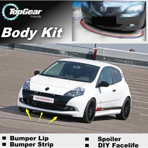 Bumper Lip Deflector Lips For Renault Clio / Lutecia Front Spoiler Skirt For TopGear Fans Car Tuning View / Body Kit / Strip