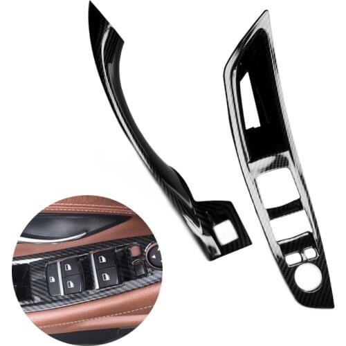 For BMW 5 Series F10 F18 2011 2012 - 2014 2015 2016 2017 Carbon Fiber Texture Car Interior Door Pull Handle Protective Cover
