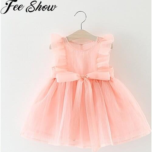 Baby Girl Dress Princess Tulle Dresses For Birthday Party Toddler Infant Kid Ruffled Bowknot Mesh Tutu Dress Summer Prom Costume
