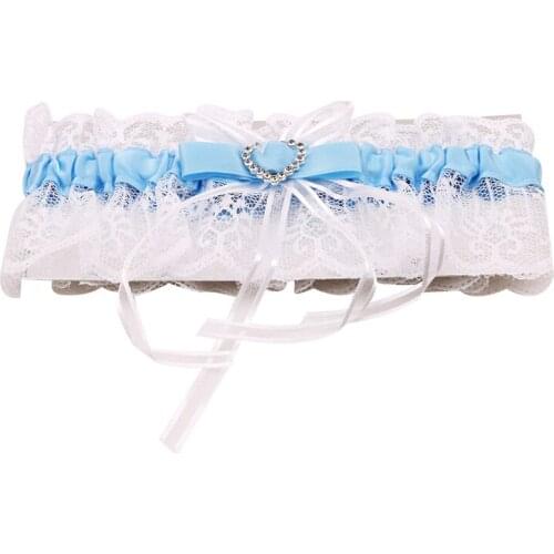 Elegant Women Lace Mesh Bowknot Belt Sexy Suspender Rhinestone Lace Garter For Bride Party Wedding Leg Rings