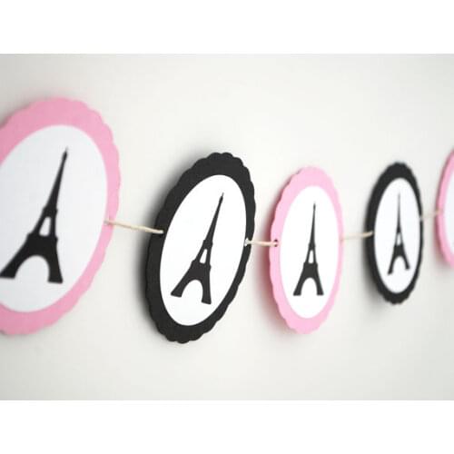 Eiffel Tower Paris wedding birthday party banners Garlands 5' long bridal baby shower decorations photo booth