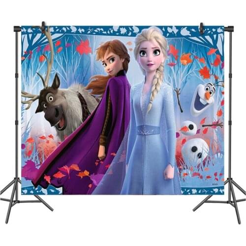Frozen Anna Elsa Princess Photography Backgrounds Decoration Vinyl Cloth Backdrops Birthday Party Supplies For Kids Girls Gifts
