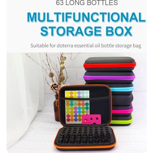 Essential Oil Case 63 Bottles 1-3ML Perfume Oil Essential Oil Box Travel Portable Carrying Holder Nail Polish Storage Bag
