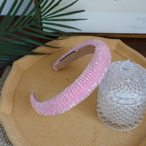 H:HYDE Women Hair Accessories Sponge Headband Handmade Beaded Retro gold Velvet Wide-brimmed Face Wash Hair Hoop