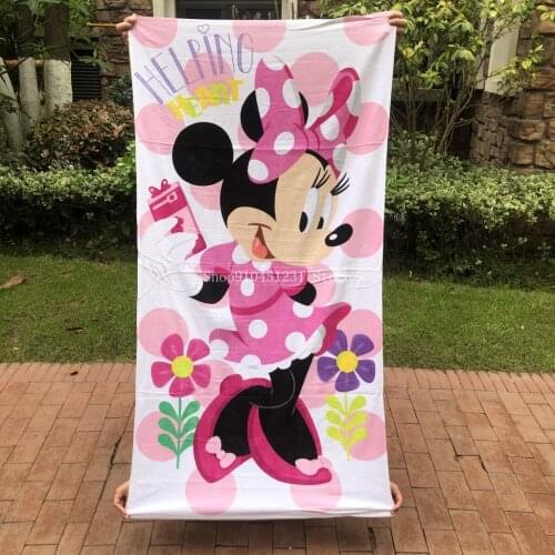 Cotton Disney Mickey Minnie Mouse Bath Towel Cartoon Kids Boys Girls Soft Donald Duck Beach Towel Throw Children Baby Gifts
