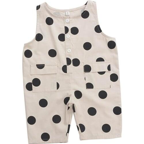 Baby Girl Jmpsuit 2021 Spring Summer Childrens Polka Dot Print Suspender Pants 1-4 Years Old Kids Clothing