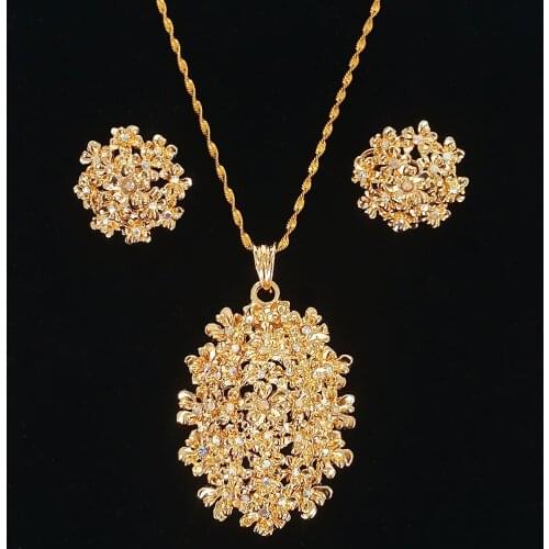 Gold Necklace set Graceful Earrings for Women gold Necklace accessoris wedding jewelry gift Wholsale price