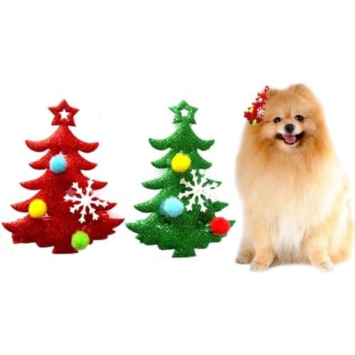Short Plush Adjustable Cute Green Merry Christmas Tree Pet Cat Dog Christmas Hairpin Hair Hoop Hat Party Decor