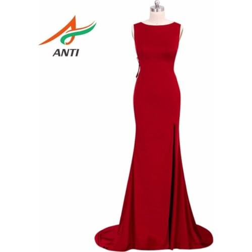 ANTI Vestido De Festa Beautiful Sexy Open Back Luxury Evening Gowns Comfortable Vintage Long Red Mermaid Evening Dresses 2018