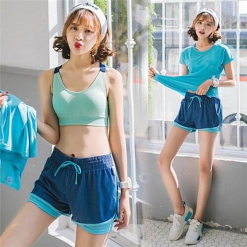 Summer Sports Set Three-Piece Set Womens Running Quick-Drying Mesh Yoga Suit Field Fitness Suit 2 piece set women