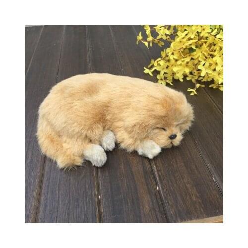 Simulation cute sleeping breathing dog 25x18x10cm model polyethylene&furs dog model home decoration props ,model gift d681