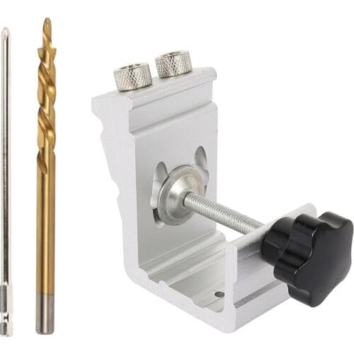 Pocket Hole Puncher Jig Kit Angle Drill Guide Set for Wood Hole Saw Step Drill Bits Screwdriver Bit with Pocket Plugs Screws