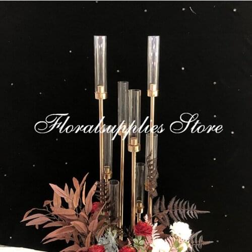 2021 New Acrylic Candlestick 8 /10Heads Candle Holders Wedding Table Centerpiece Candelabra Pillar Stand Road Lead Party Decor