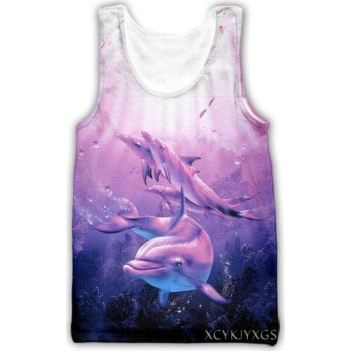 New Men/Women 3D Printed Dolphin Casual Vest Fashion Streetwear Men Loose Sporting Tank Top D22