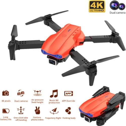NEW K3 Mini Drone 4K HD Dual Camera Orange Wide-angle WIFI Fpv Foldable Quadcopter Air Pressure Altitude Hold RC Helicopter