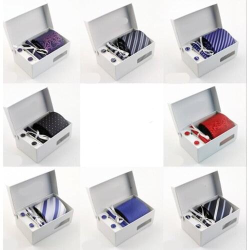 Wholeslae High quality Men Stripe Necktie Handkerchief Sets Private Label Gentlemen Ties 6pcs/set Silk ties