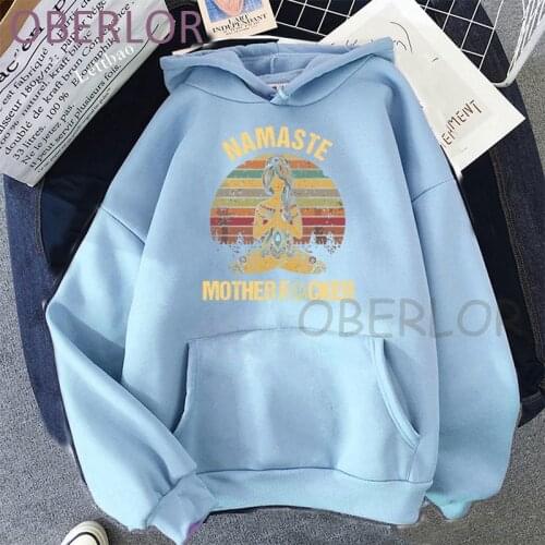 Namaste Mother Printed Autumn Hoodies Women Casual Full Sleeve Crew Neck Sweatshirts Loose Comfort Tops Hooded Hoody 2021