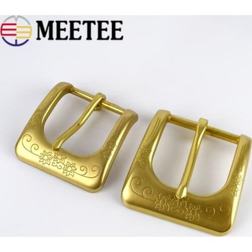Meetee Solid Brass Metal Belt Buckle Men Women Belts Head for Pin Buckles DIY Leather Craft Jeans Hardware Accessories YK162