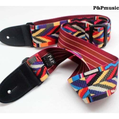 Rainbow Cotton Guitar Strap Electric Guitar Acoustic Guitar Folk Guitar Bass Ukulele Strap