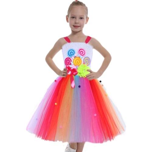 Rainbow Girls Tutu Dress Ball Gown Kids Clothes Girl Dresses for Baby Birthday Princess Dress Prom Dance Girl Tulle Maxi Dress